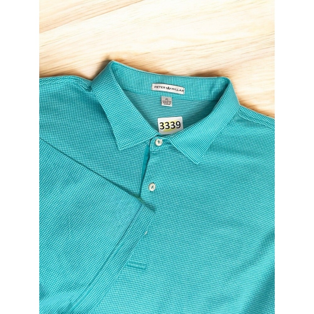 Peter Millar Golf Polo Men's‎ Size XL Teal Green 100% Cotton Korea High Quality